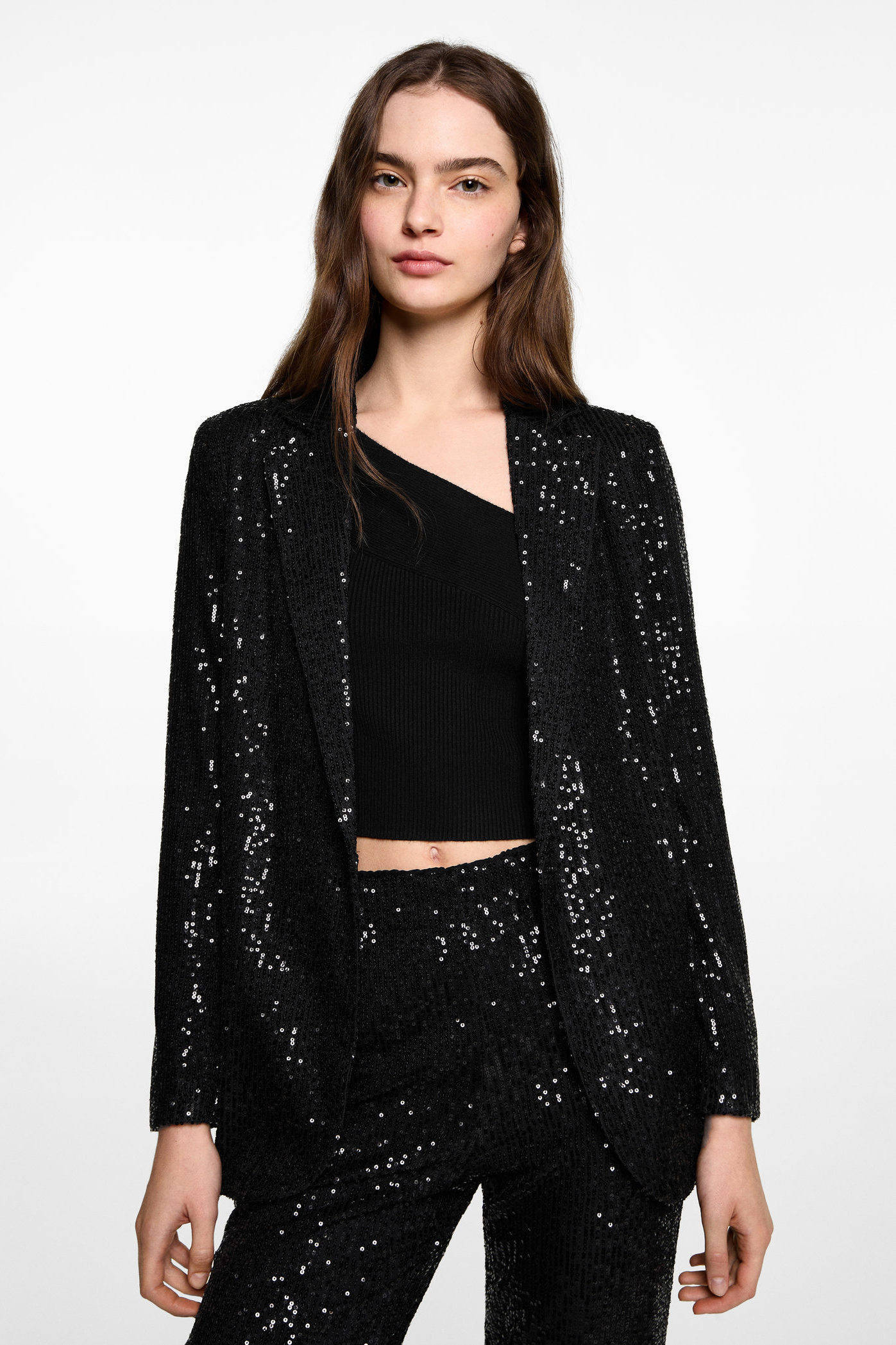 MANGO TEEN regular blazer blazer zwart pailletten