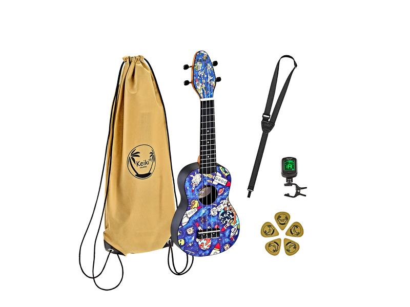 Ortega Guitars Ukulele Keiki Package K2-SP – Spaceman Der perfekte Einstieg in die Welt der Ukulele