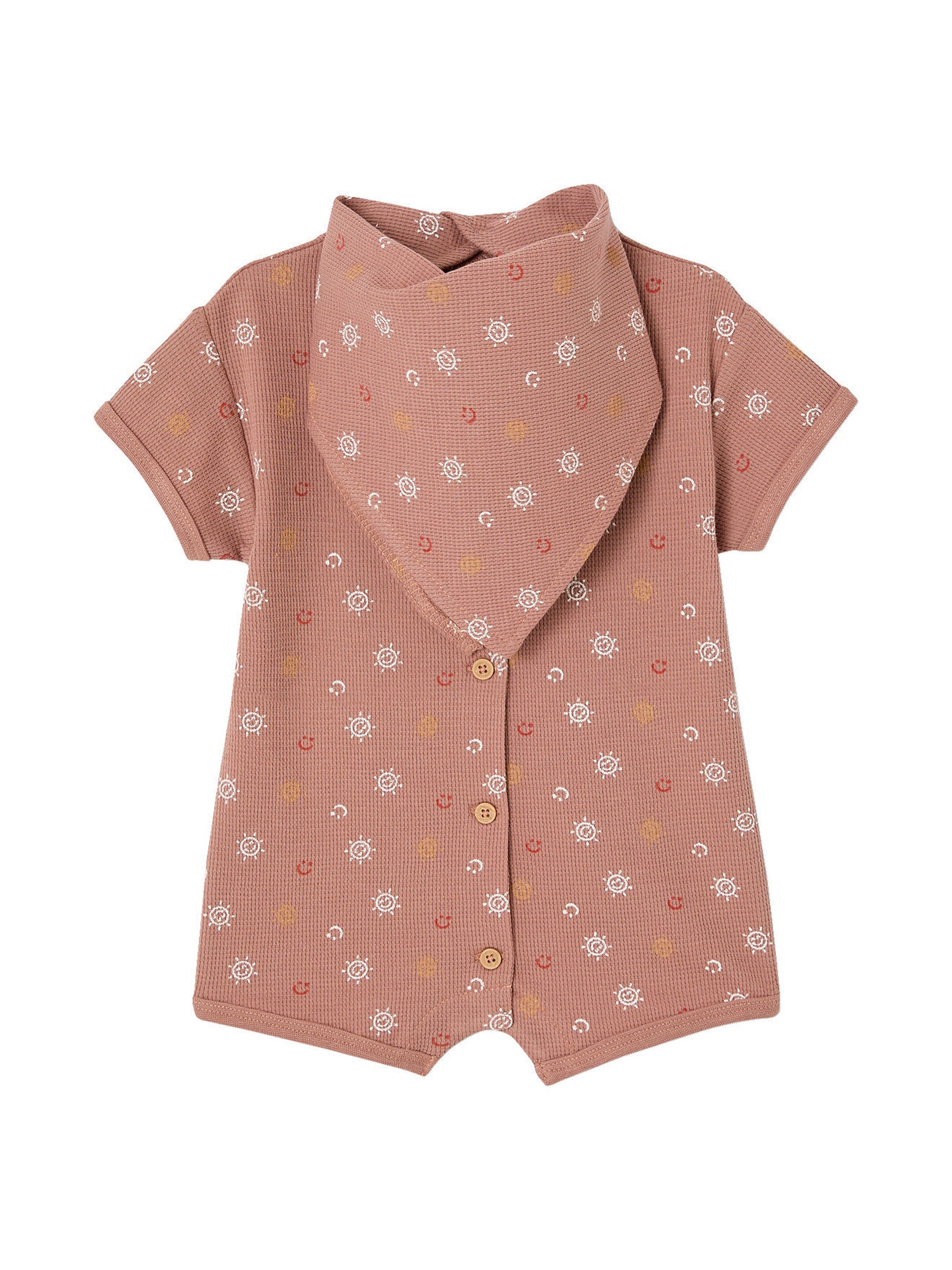 Vertbaudet Baby-Set: Overall & Halstuch aus Waffelpikee hellbraun