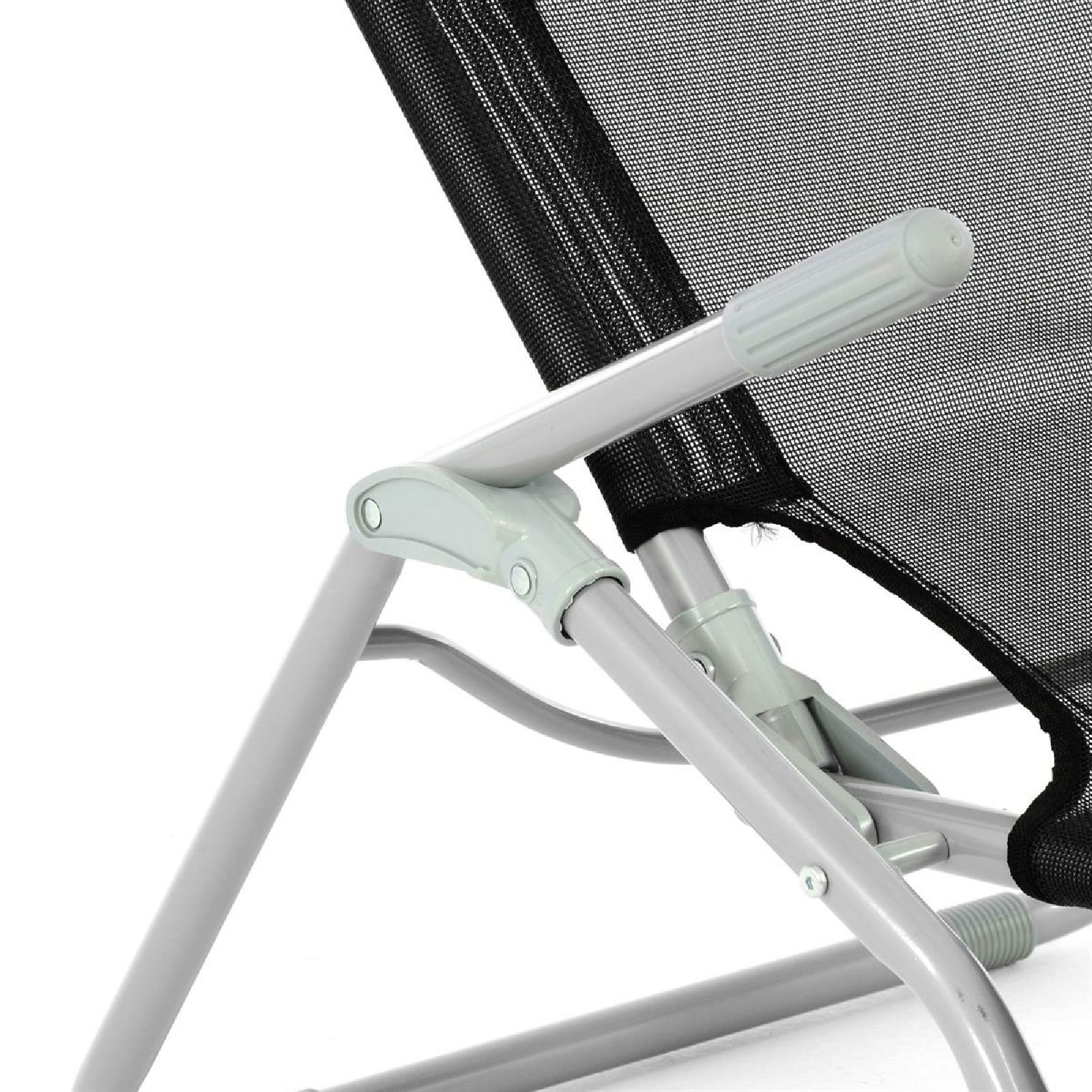 VCM Gartenliege Bäderliege 160 cm Schwarz Armlehne Stahl Relaxliege klappbar Liege