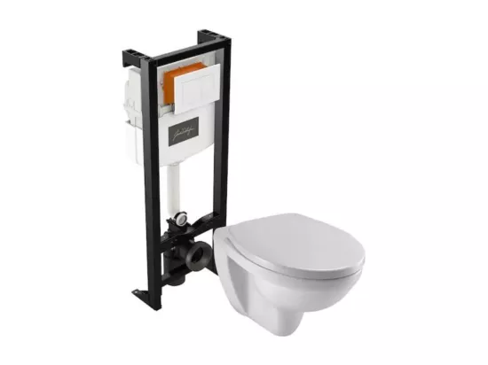 WC suspendu sans bride JACOB DELAFON Patio + bâti-support + abattant