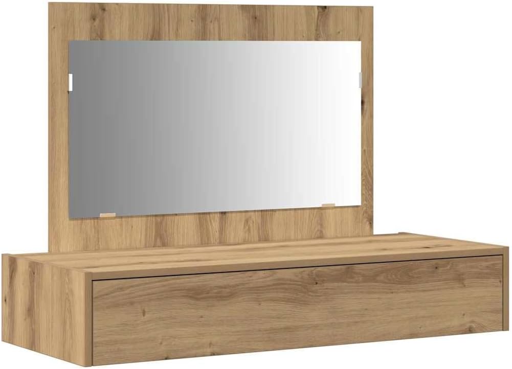 Schminktisch Braun aus Holzwerkstoff, 100x40x70 cm, mit Spiegel und Schubladen für Make-up, stilvolle Aufbewahrung im Schlafzimmer und Jugendzimmer