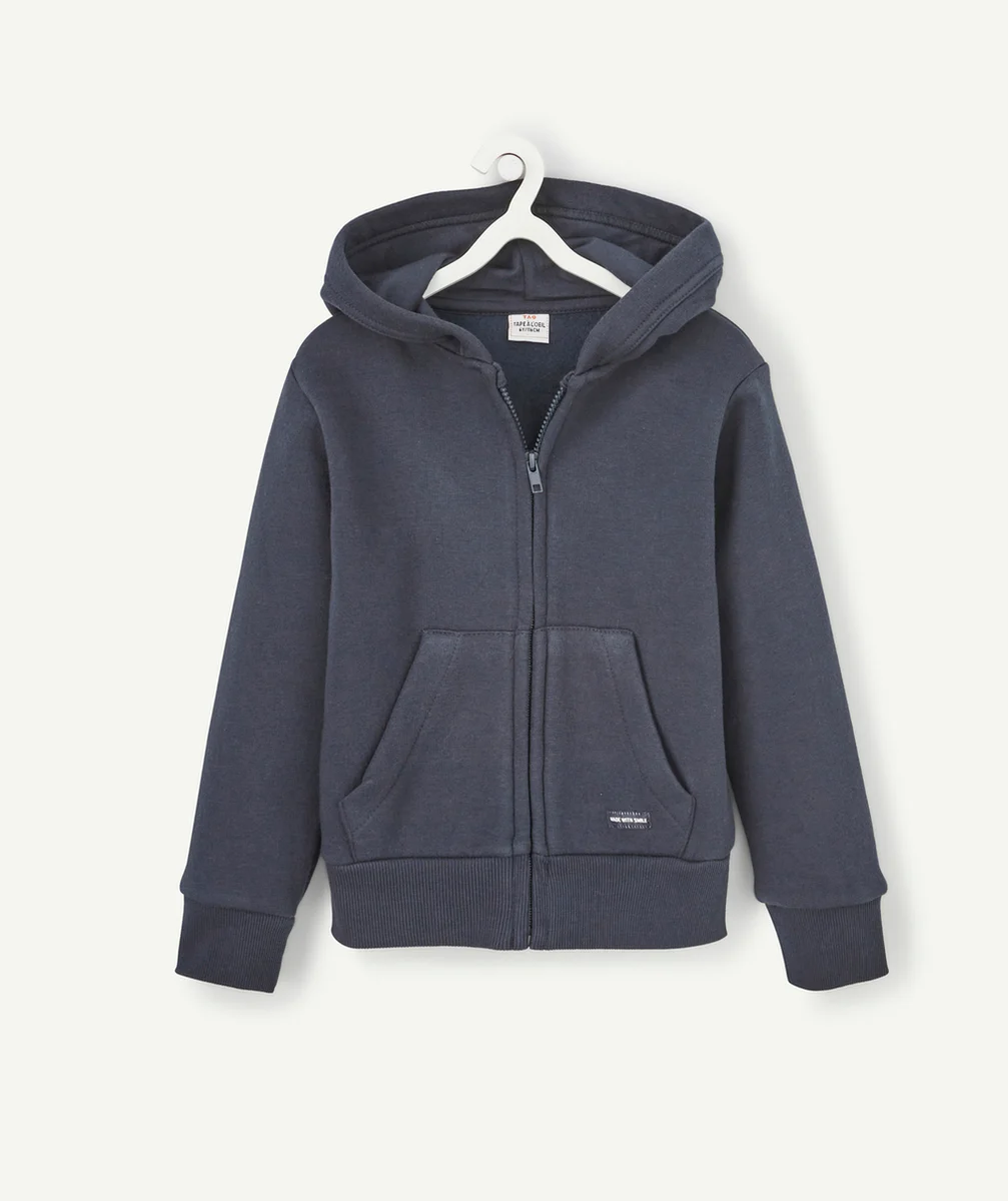 GILET ZIPPÉ GARÇON BLEU MARINE AVEC CAPUCHE