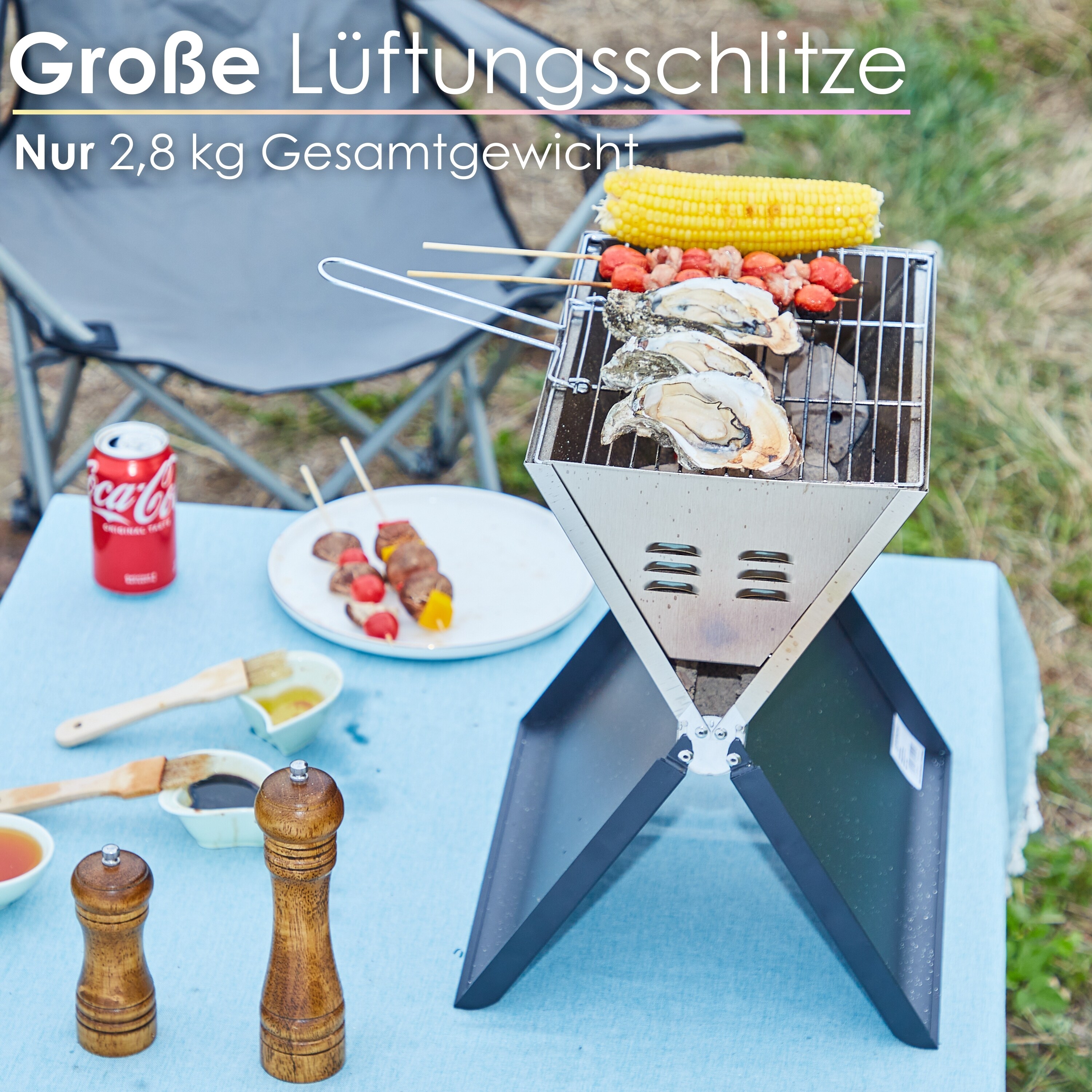 Steinborg Klappgrill Laptopgrill Campinggrill Hitzebeständig schwarz