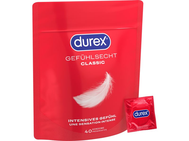 Durex Kondome Gefühlsecht Classic 40 Stück Hochwertige Präservative zur sicheren Verhütung