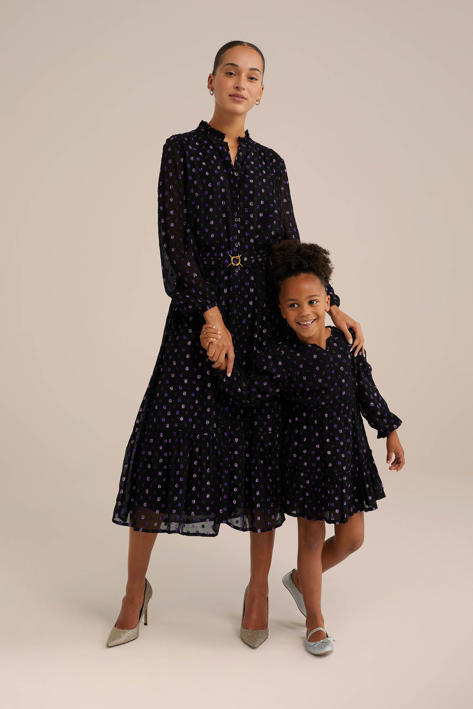 Meisjes jurk met dessin WE Fashion Paars