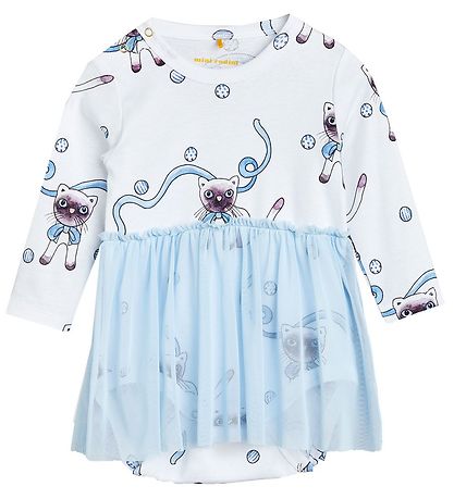 Mini Rodini KjoleBody l/æ - Tulle Skirt- Siamese AOP - Lyseblå