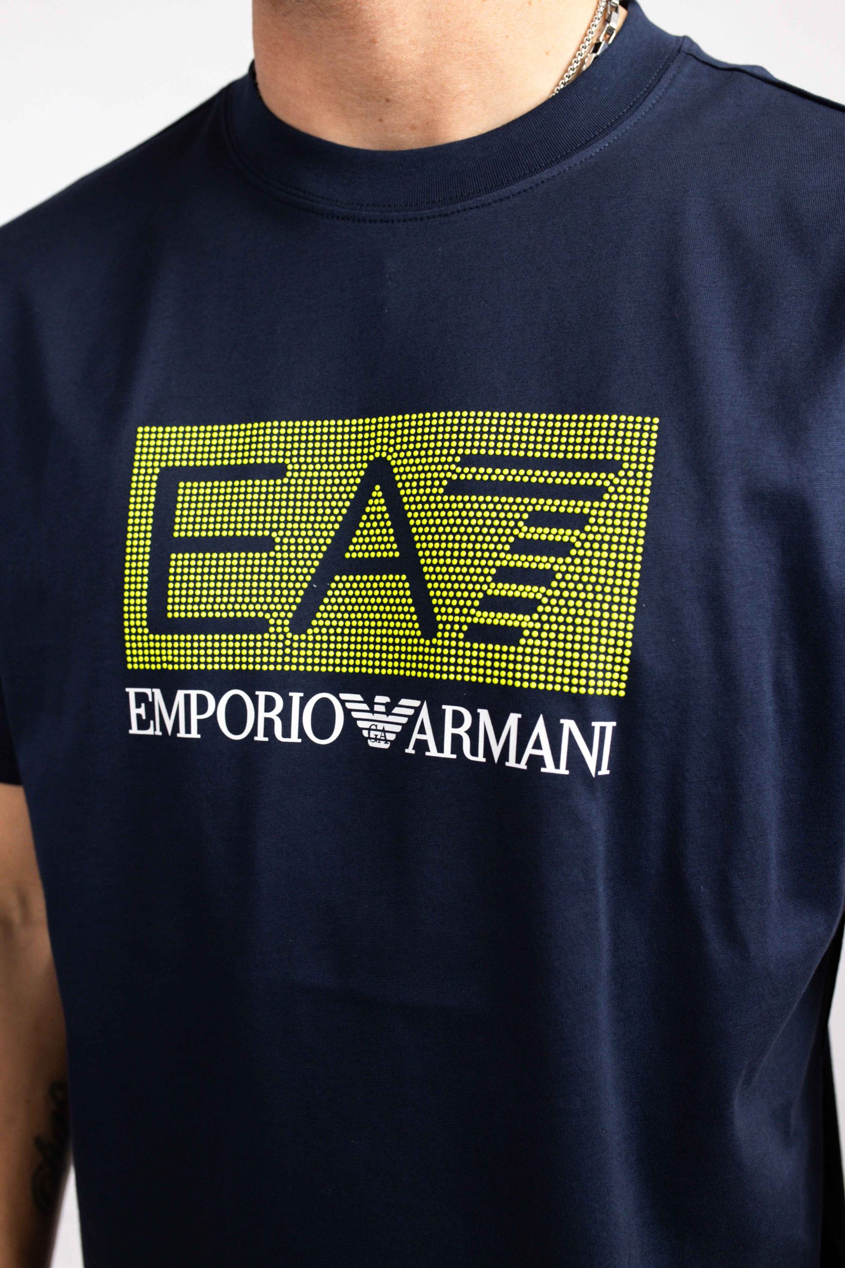 EA7 Emporio Armani Fluo Logo T-Shirt Heren Donkerblauw