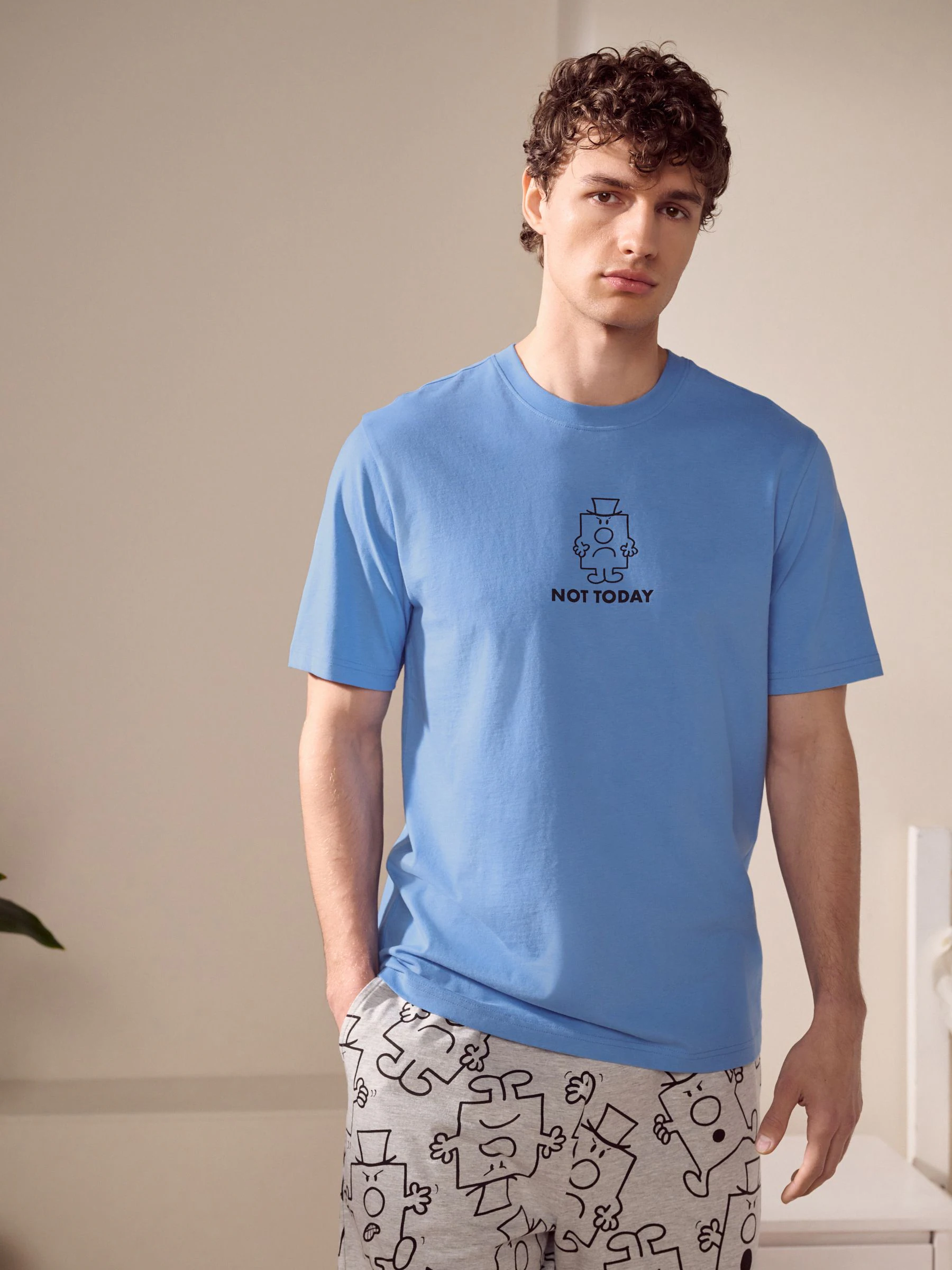Blauw - License Mr Men Grumpy Pyjama's Set