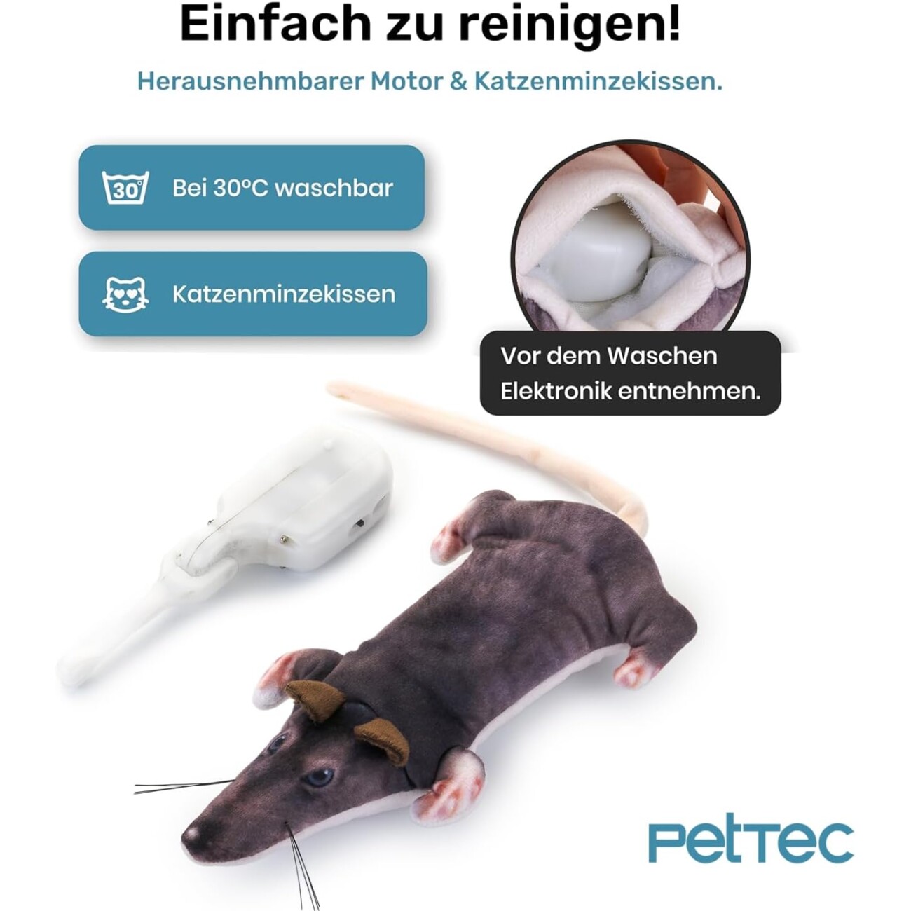 PetTec interaktives Plüschtier für Katzen - Ratte