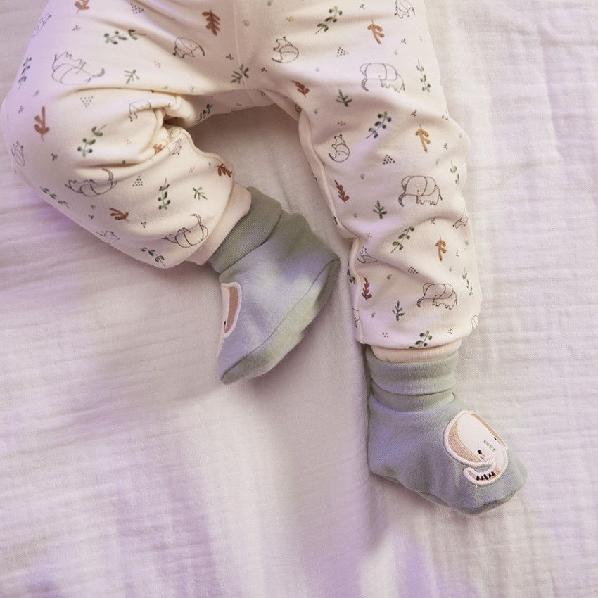 Chaussons avec patch brodé éléphant pour bébé garçon - Vert