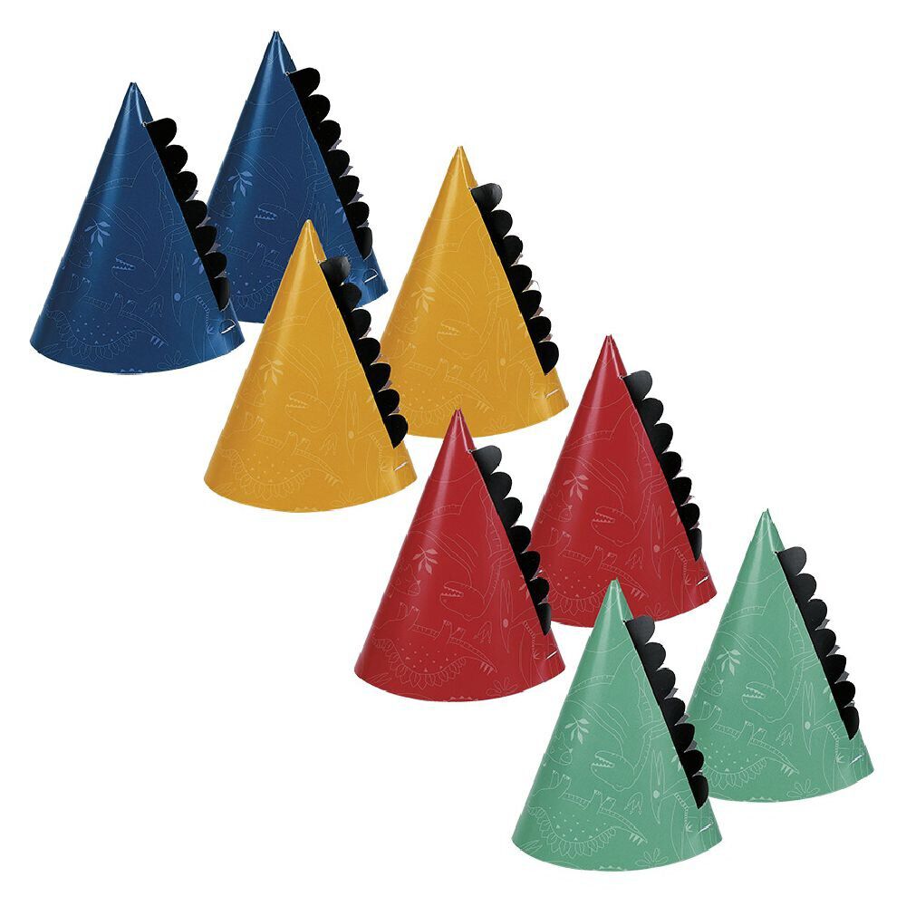 Chapeau de fête dinosaure x8