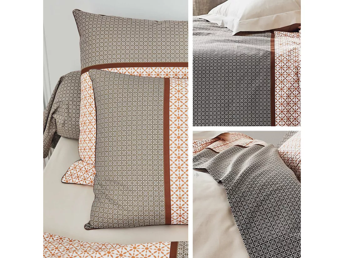 Drap plat 280x310 cm percale coton longues fibres GABIN marron