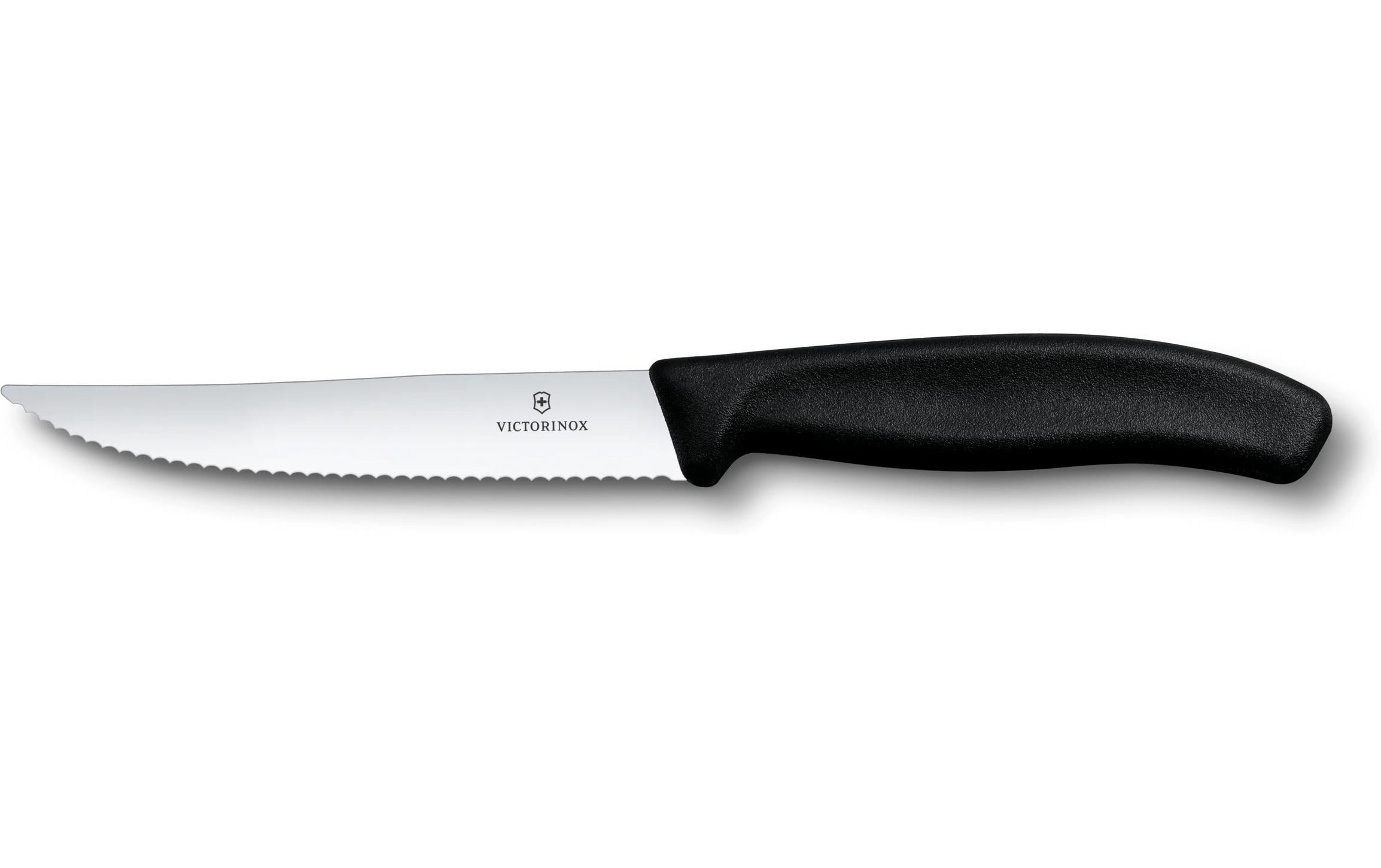 Steakmesser Swiss Classic, 12 cm, Wellenschliff, SchwarzSteakmesser mit ergonomischem Griff