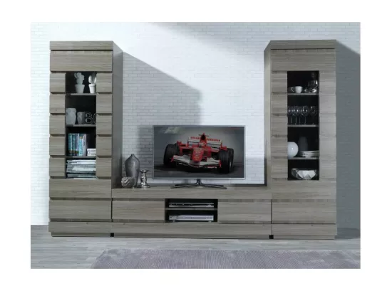 Vitrine DUCAL - 1 Porte - Coloris Effet Bois Gris - 60 x 50 x 185 cm