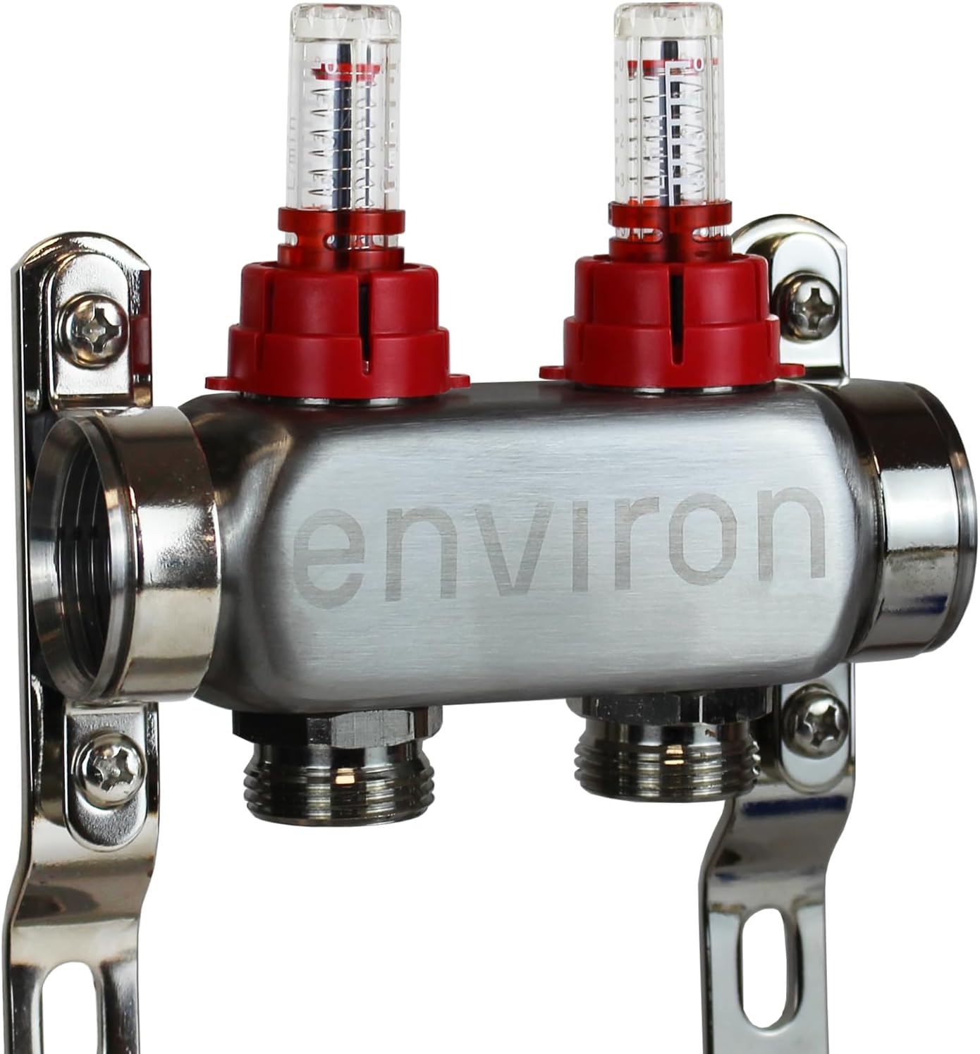 ENVIRON- Heizkreisverteiler [2-12 Heizkreise] mit Festwertregelset, Kugelhahn Set und Schnellentlüfter Set | Hocheffizienzpumpe (Environ Ecocirc 25/6, 6 Heizkreise)