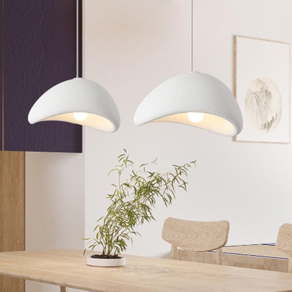 Moderne Pendelleuchte Japanischer Wabi-Sabi-Stil E27 Weißer Kreativ Kronleuchter Esstisch Hängeleuchte Innenbeleuchtung Verstellbare Heimdekoration Für Esszimmer Küche Inselleuchte(B,50CM)