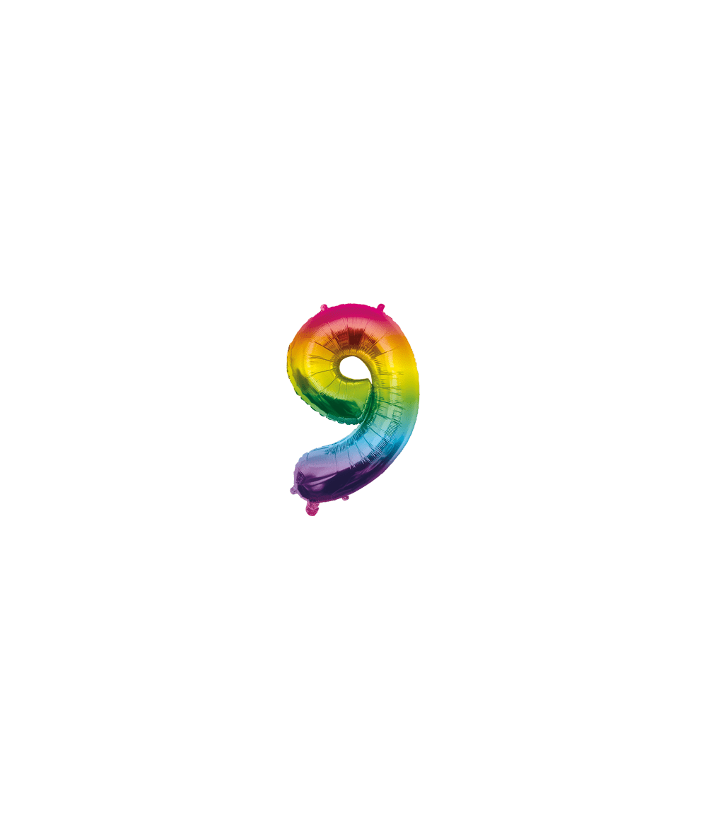 9 Jaar Helium Ballon Regenboog Leeg 40cm