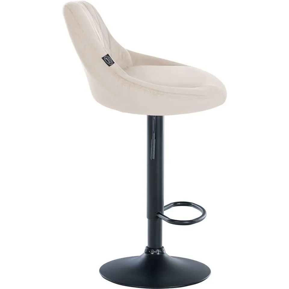 CLP Barkruk Lazio zwart Frame - Stof - creme