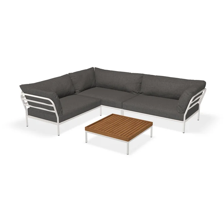 HOUE - Level 2 Loungeset 7, inkl. Beistelltisch, muted white / dark grey basic