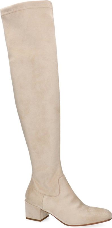 Manfield - Overknee Laarzen - Beige - Suède