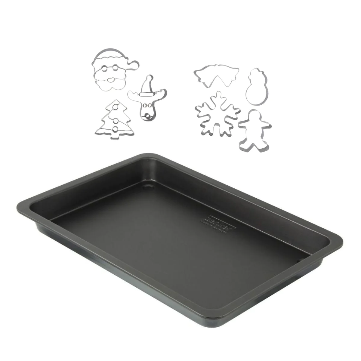 Plaque de cuisson four de 42 x 29 cm et 7 emporte-pièces de Noël inox