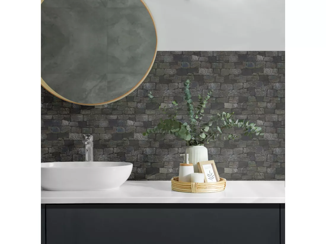 Carreaux autocollants PVC, Carrelage PVC adhésif - 9x30x30 - Texture de mur en pierre