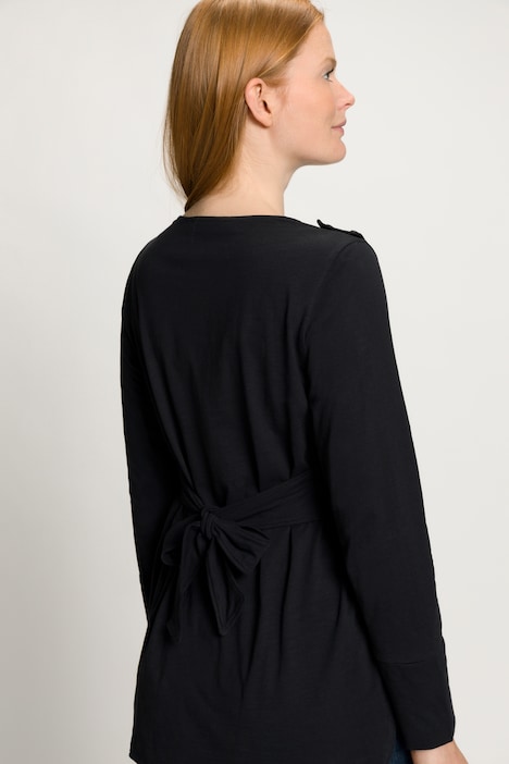 Shirt, abknöpfbares Top, Rundhals, Langarm, Biobaumwolle