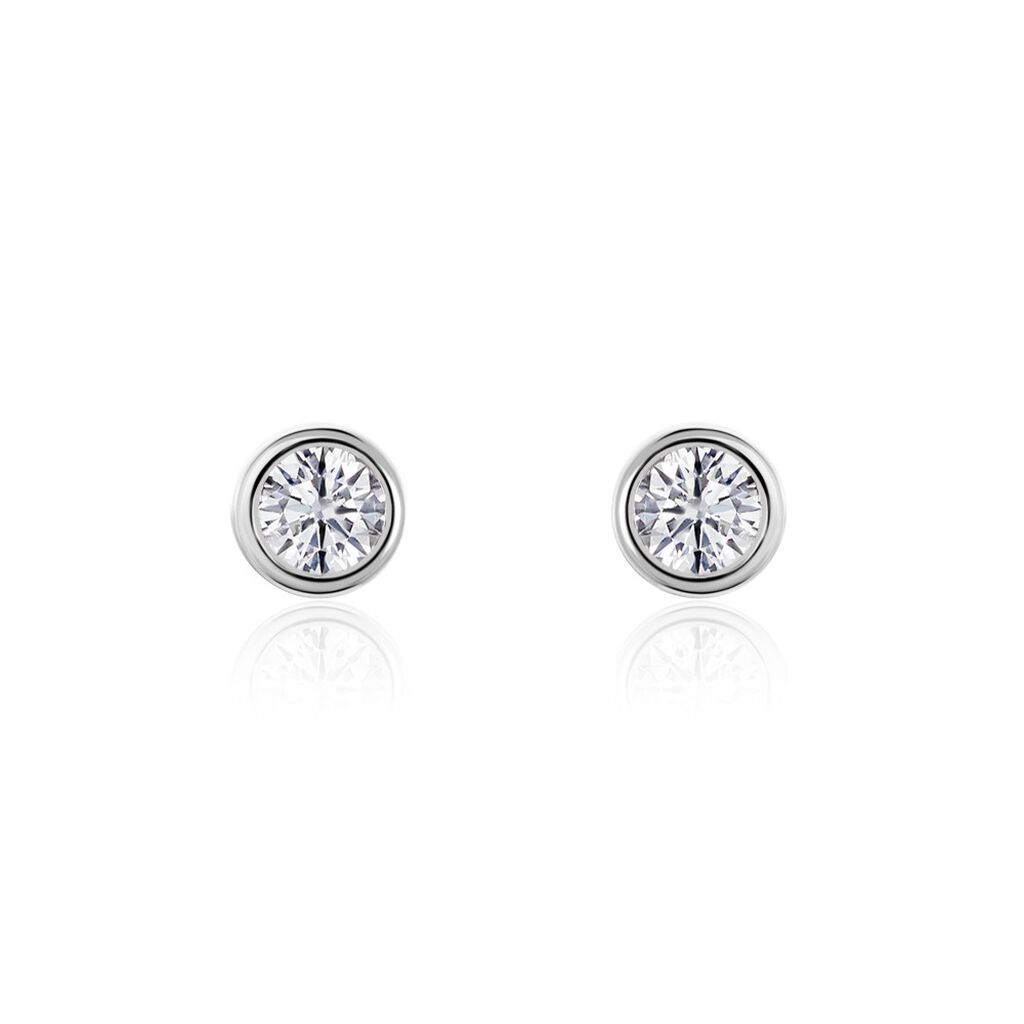 Boucles D'oreilles Puces Or Blanc Agota Diamants