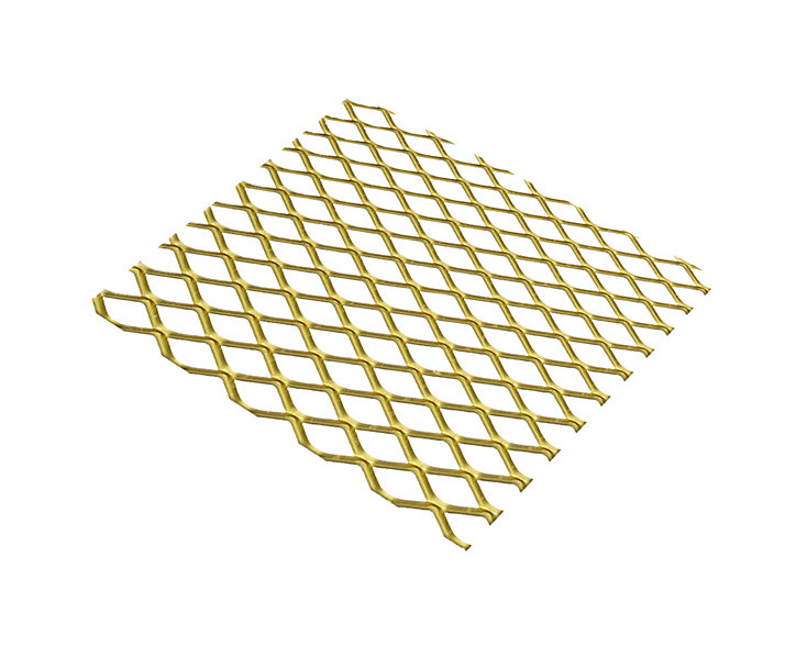 Tôle métal déployé aluminium anodisé doré Mailles 10 mm, 50 x 25 cm