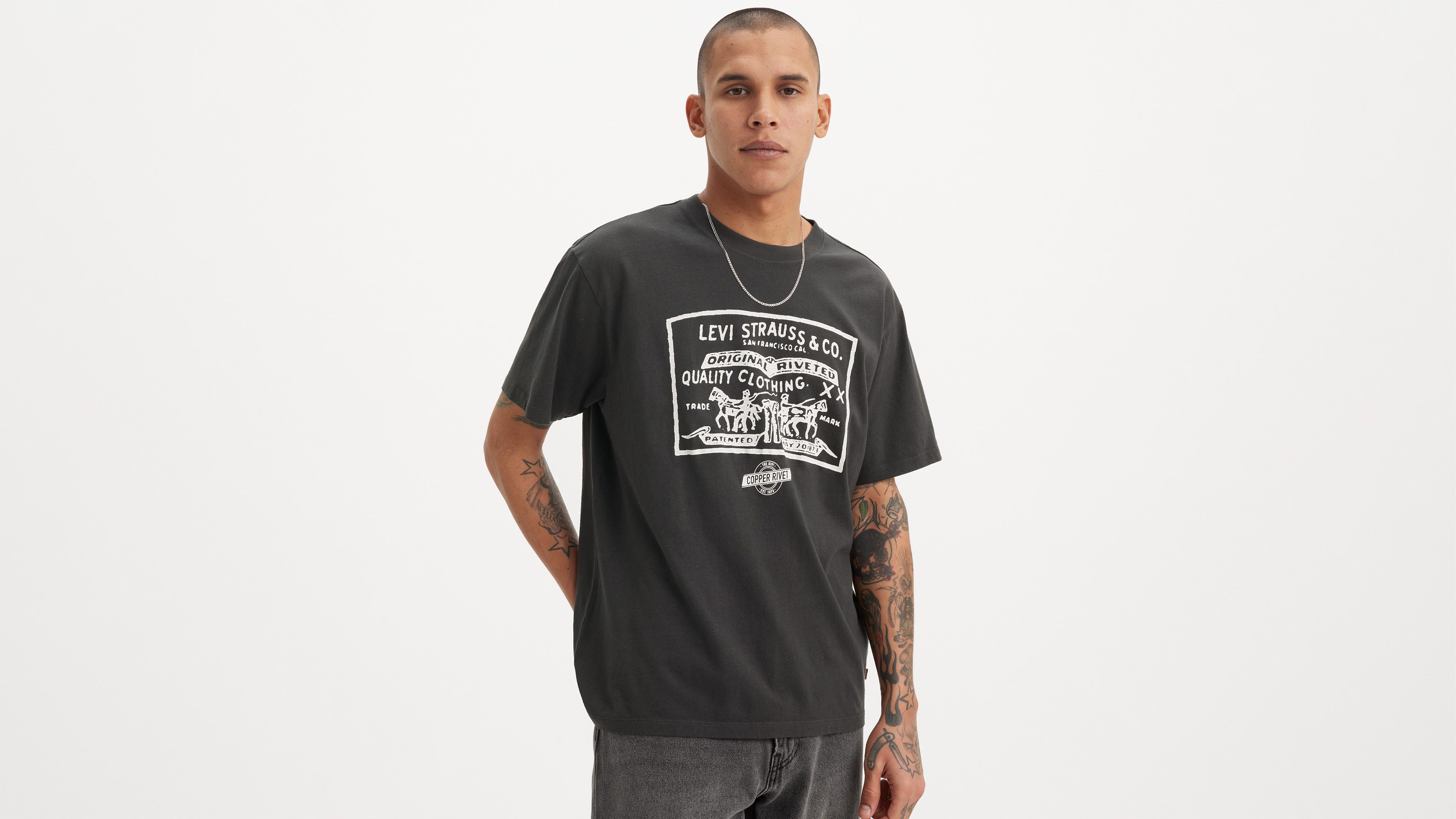 T-shirt graphique Vintage - 2 Horse Pull Pirate Black - Noir