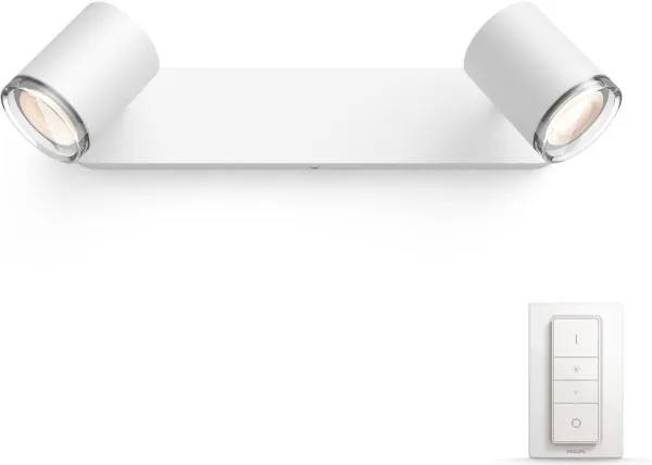 Philips Hue White ambiance Adore - Spotlys - LED-spot lyspære x 2 - GU10 - total: 10 W (tilsvarende 100 W) - klasse G - varmt til køligt hvidt lys - 2200-6500 K - hvid