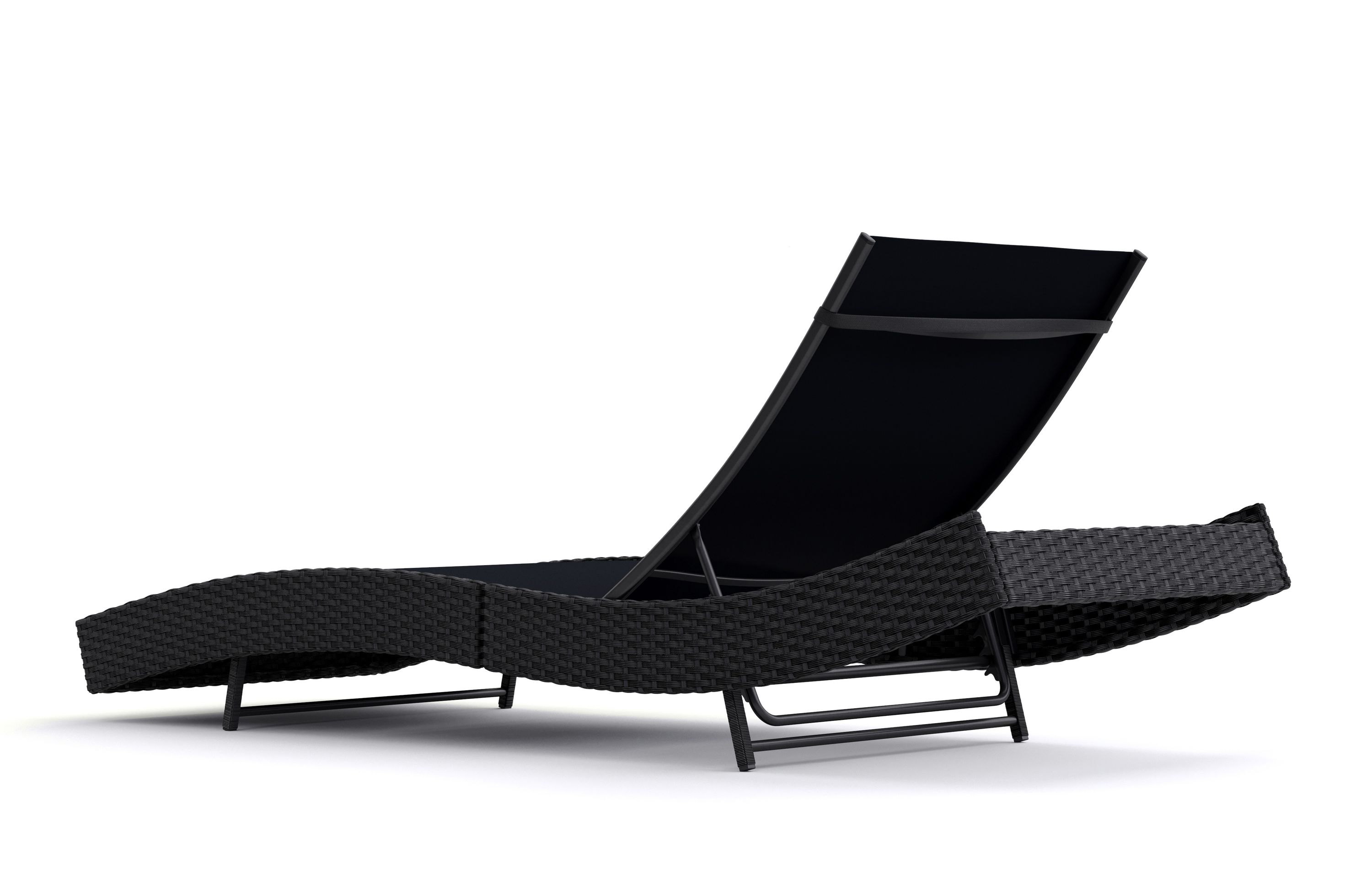 Liegestuhl Rattan WAVE schwarz