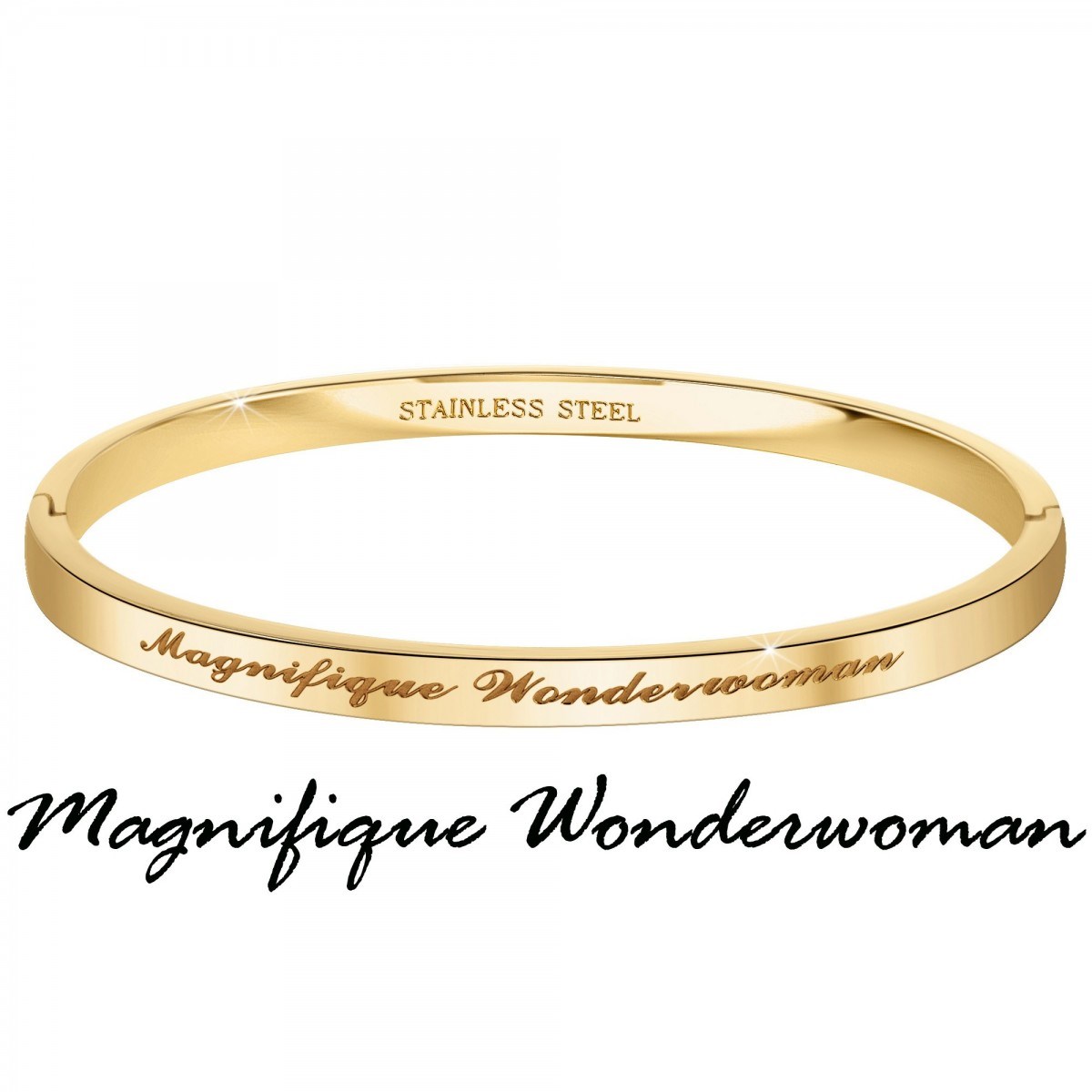 Magnifique Wonderwoman - Bracelet SC Crystal en Acier Finement doré
