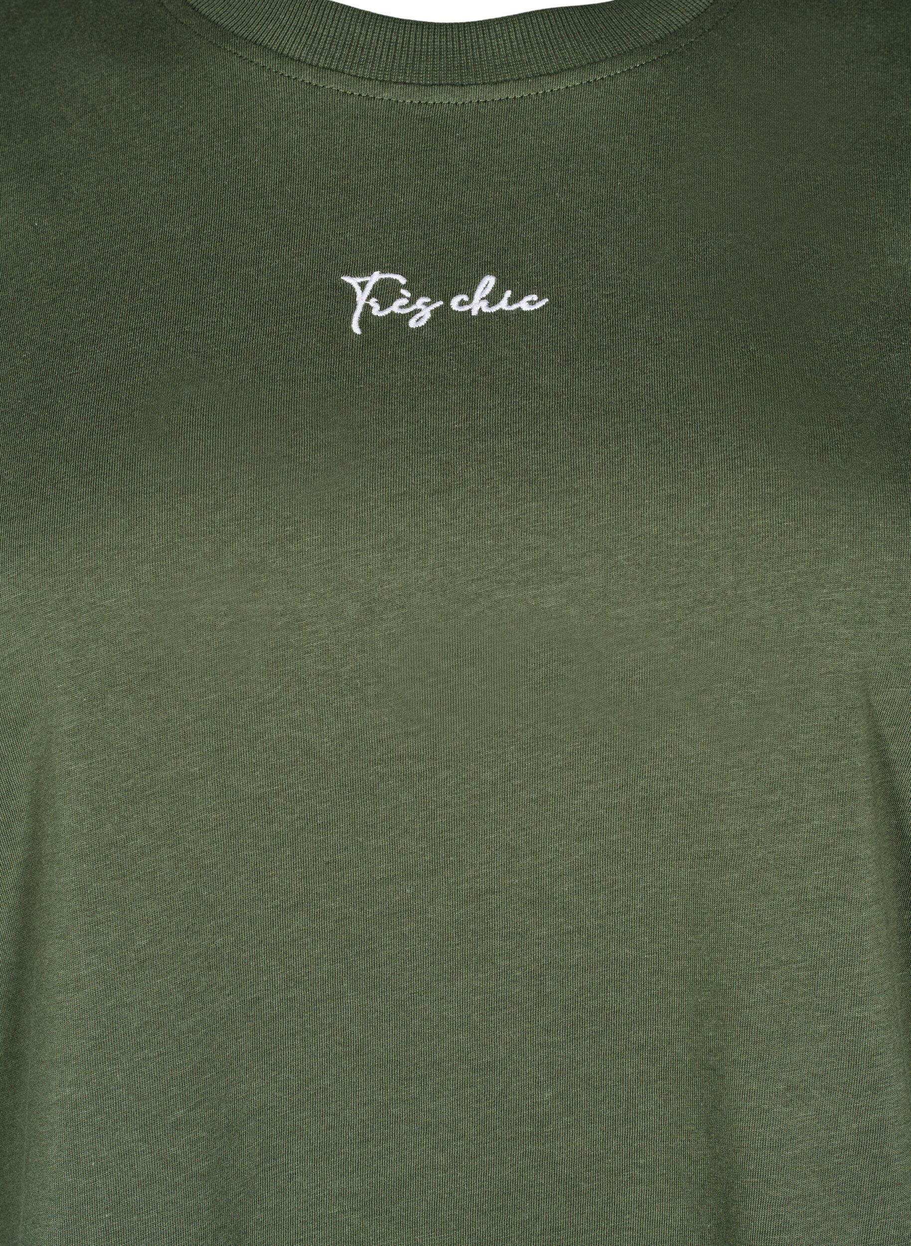 Bomulds t-shirt med broderidetalje