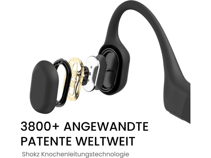 Shokz Bone Conduction Kopfhörer OpenRun USB-C Schwarz Knochenschall-Sport-Kopfhörer