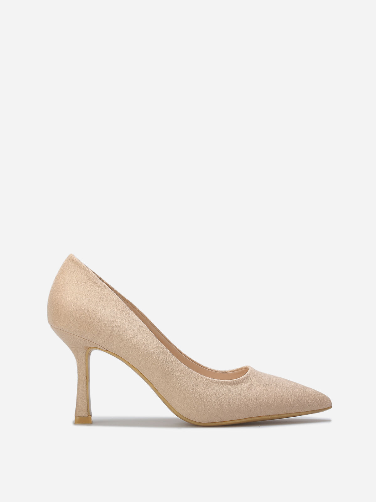 Escarpins pointus en suédine- Beige