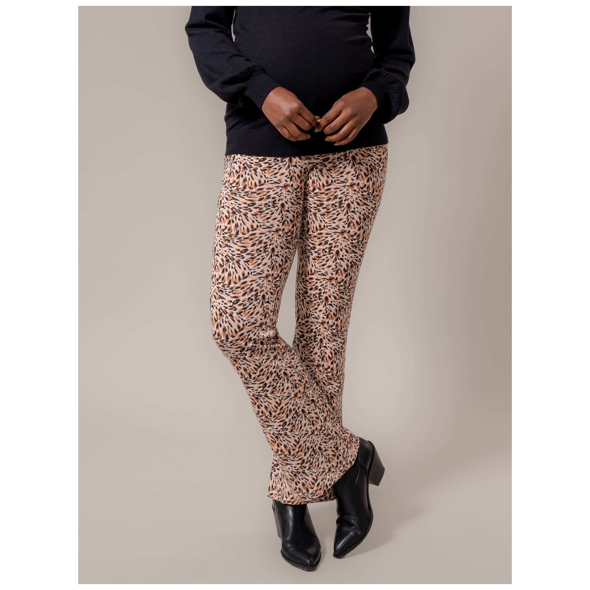 Prénatal zwangerschapsbroek lang dierenprint beige