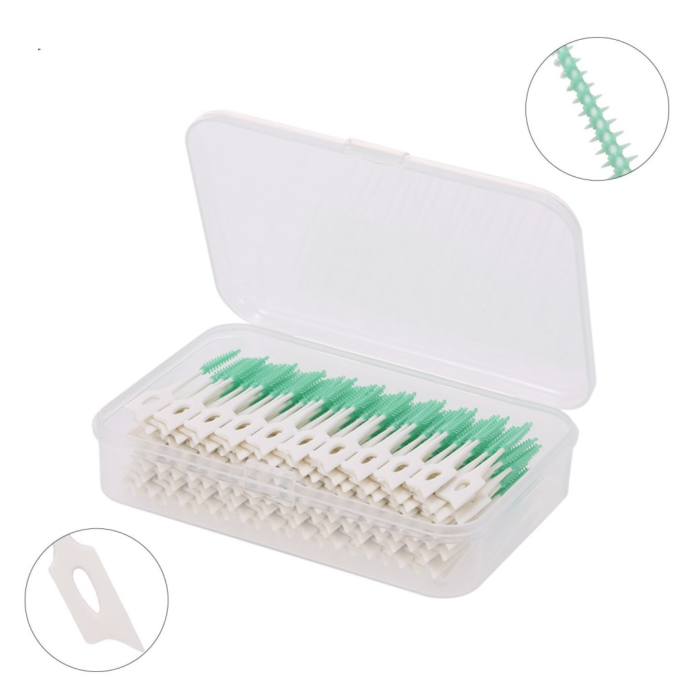 (160er Set) Interdentalbürsten Zahnpflege Zahnzwischenraum Reinigung Zahnseide - Blau / Weiss