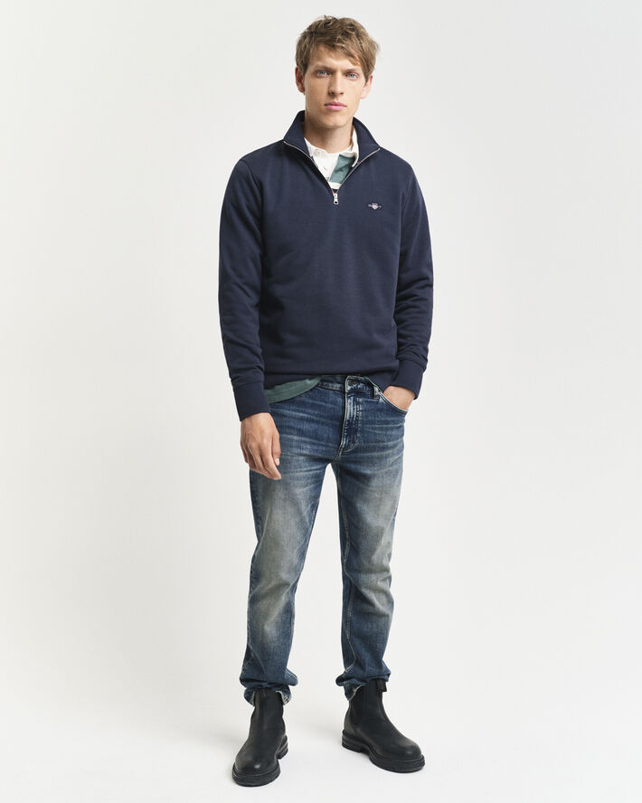 Gant REG SHIELD HALF ZIP SWEAT Evening blue
