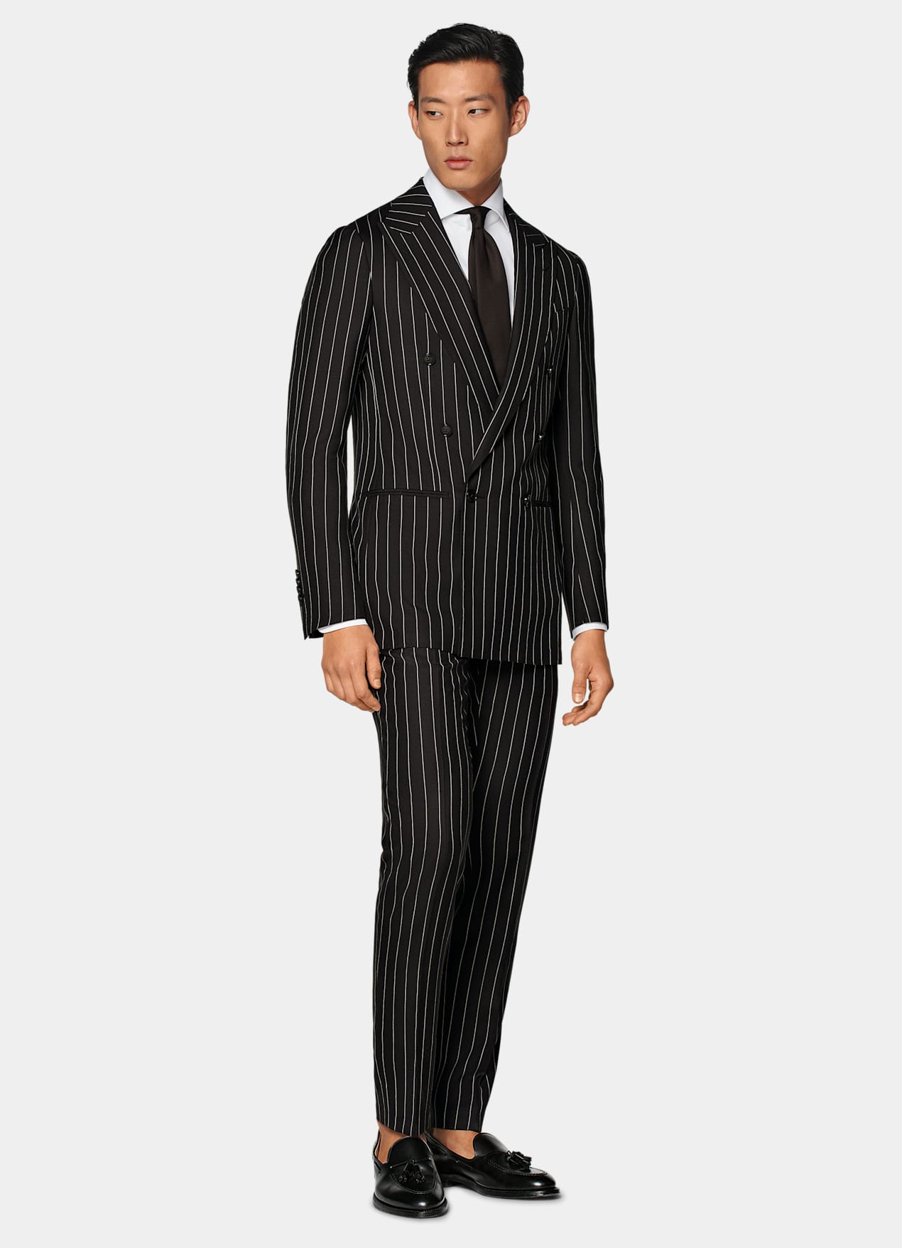 Costume Havana coupe Tailored marron foncé à rayures