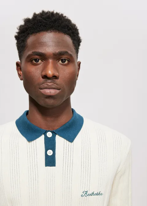 Polo met colorblock off-white (WIT.IV)