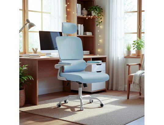 RATTANTREE - Fauteuil de bureau Chaise d’ordinateur pivotante bleue