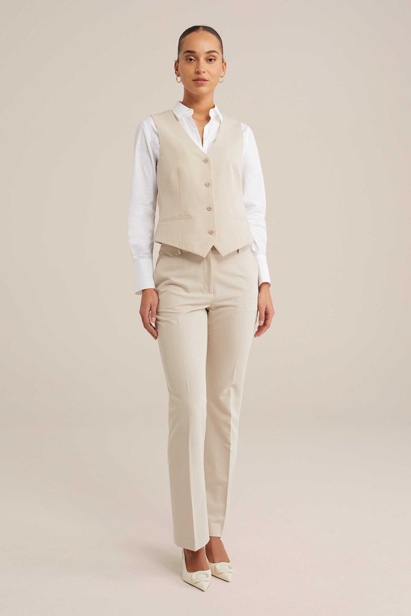 getailleerde gilet WE Fashion Beige