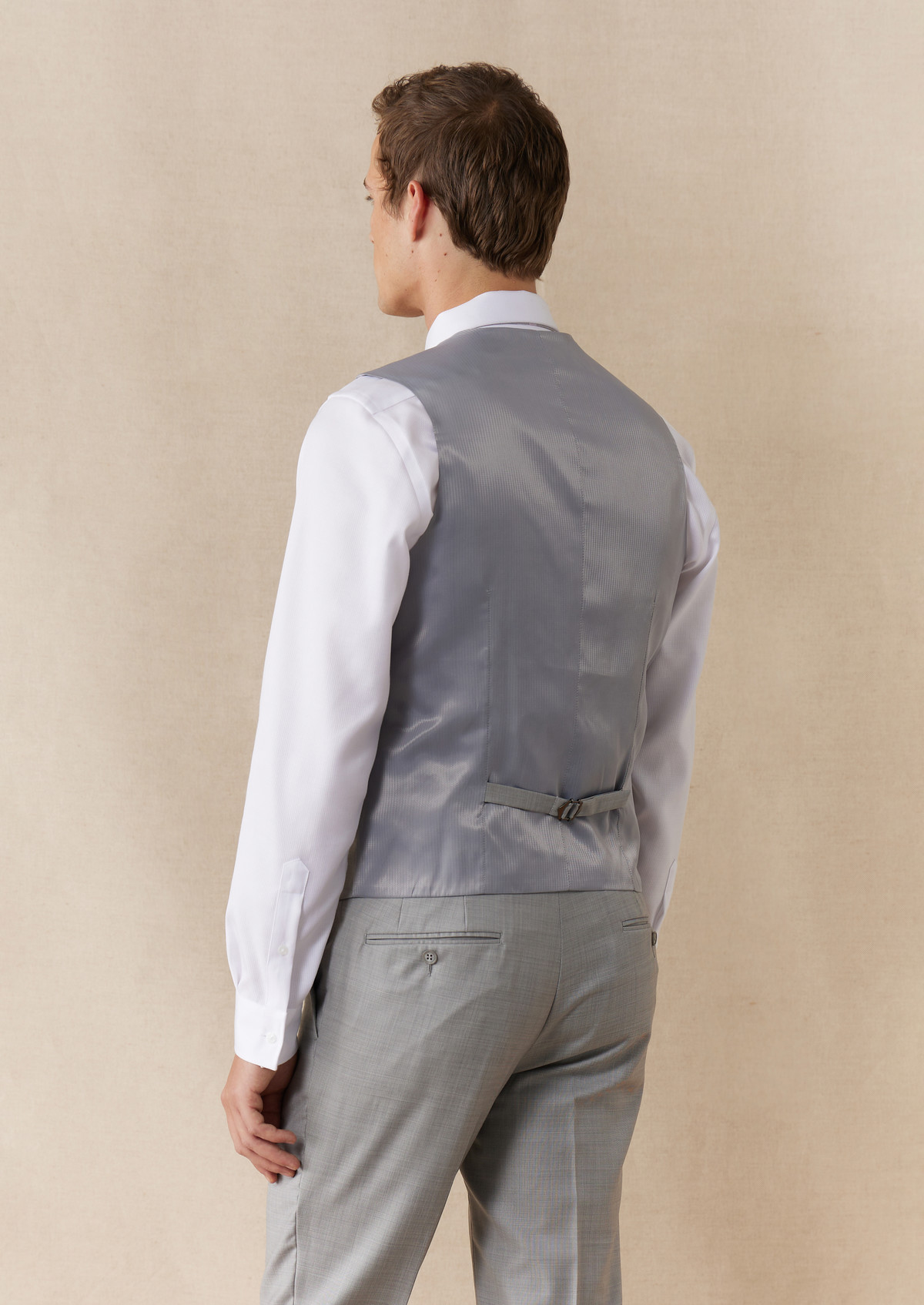 Gilet de costume en laine unie gris perle