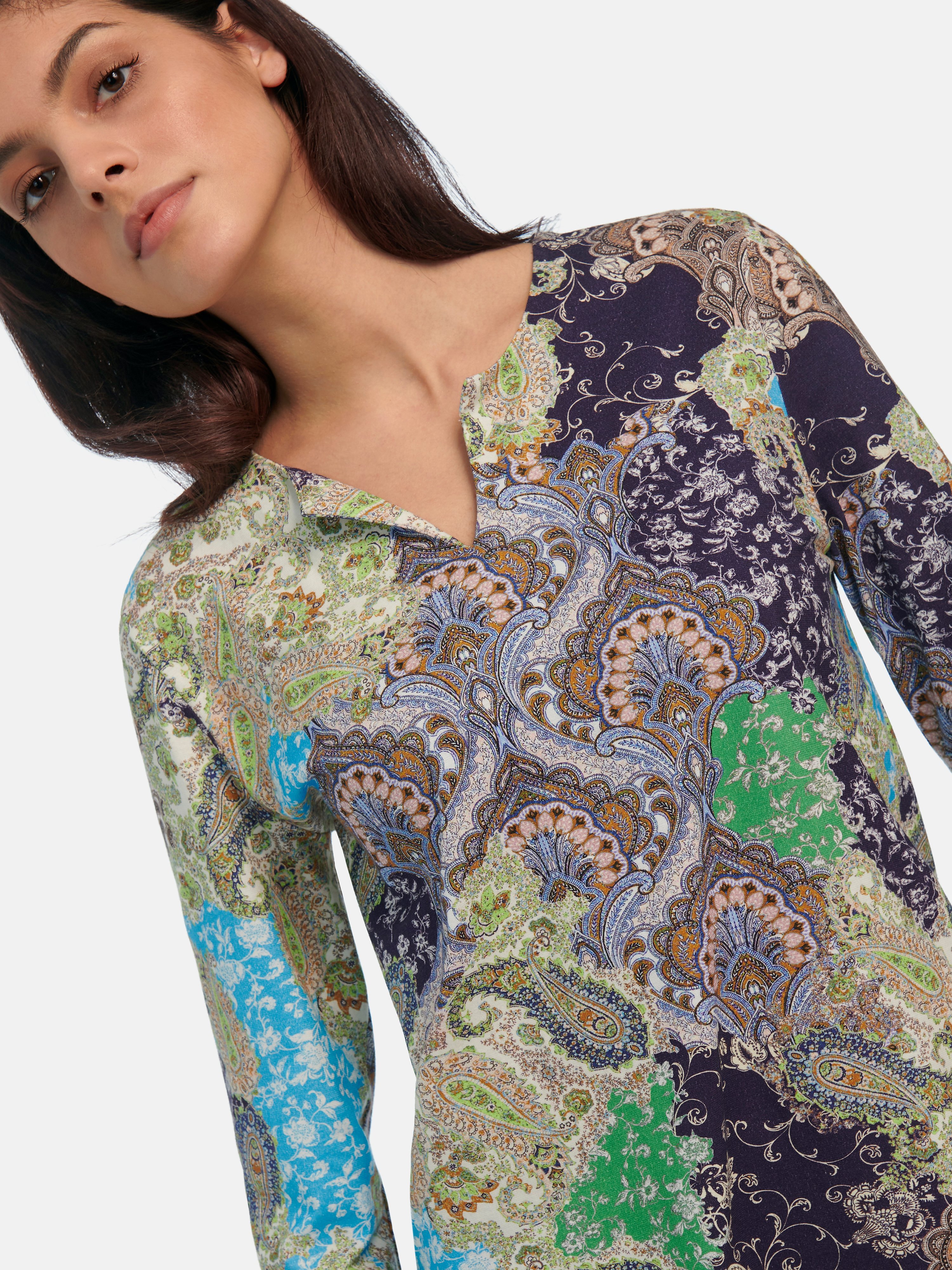 Splitneck-Shirt mit 3/4-Arm
