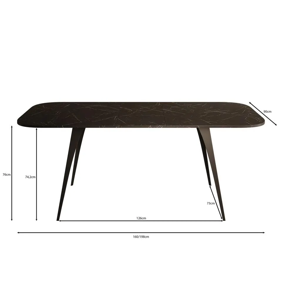 Meubella - Eetkamertafel Flix - Wit marmer - 160 cm - Uitschuifbaar