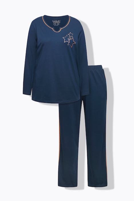 Pyjama, Sterne, Tunika-Ausschnitt, Langarm