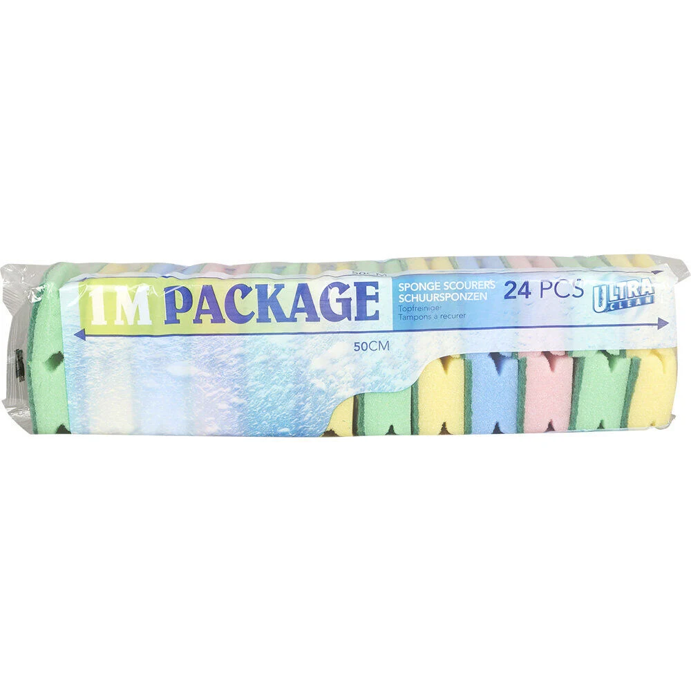 Éponge tampon à récurer coloré x24