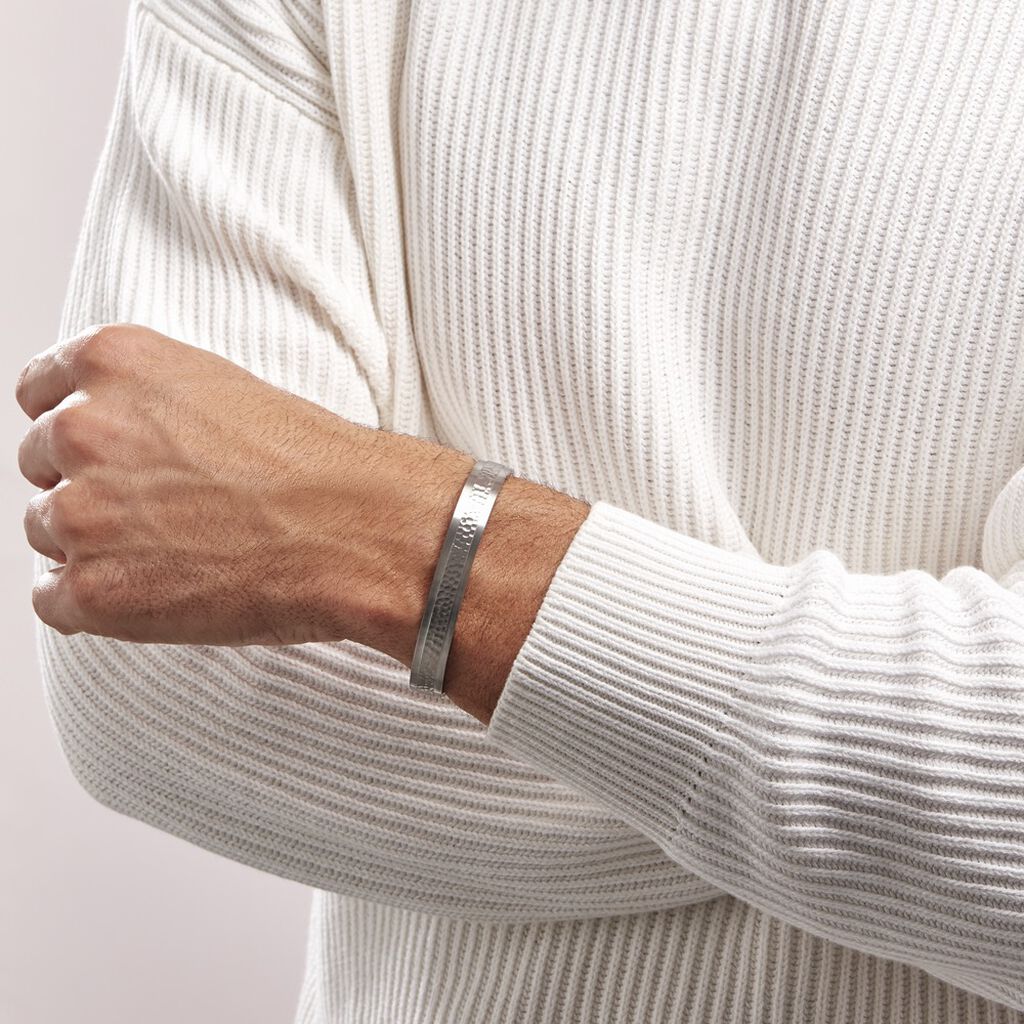 Bracelet Jonc Ouvert Acier Blanc Vincentius